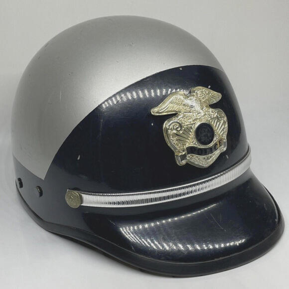 1960s Bell Toptex Police Helmet Idaho State Blue Silver Obsolete Vintage